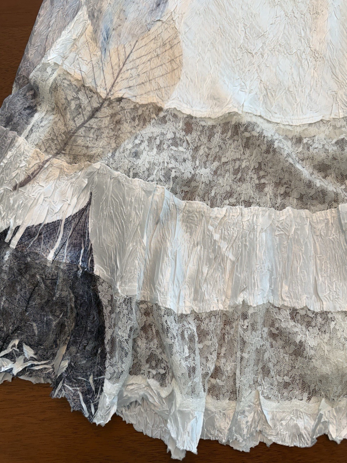 Dress Pattern Sizes Komarov Midi Dress Size Medium Ivory Leaf Print Crinkle Lace Fairy ...