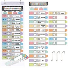 Reusable Daily Visual Schedule Chart with Pocket Kit Pastel Crayon Notebook C...