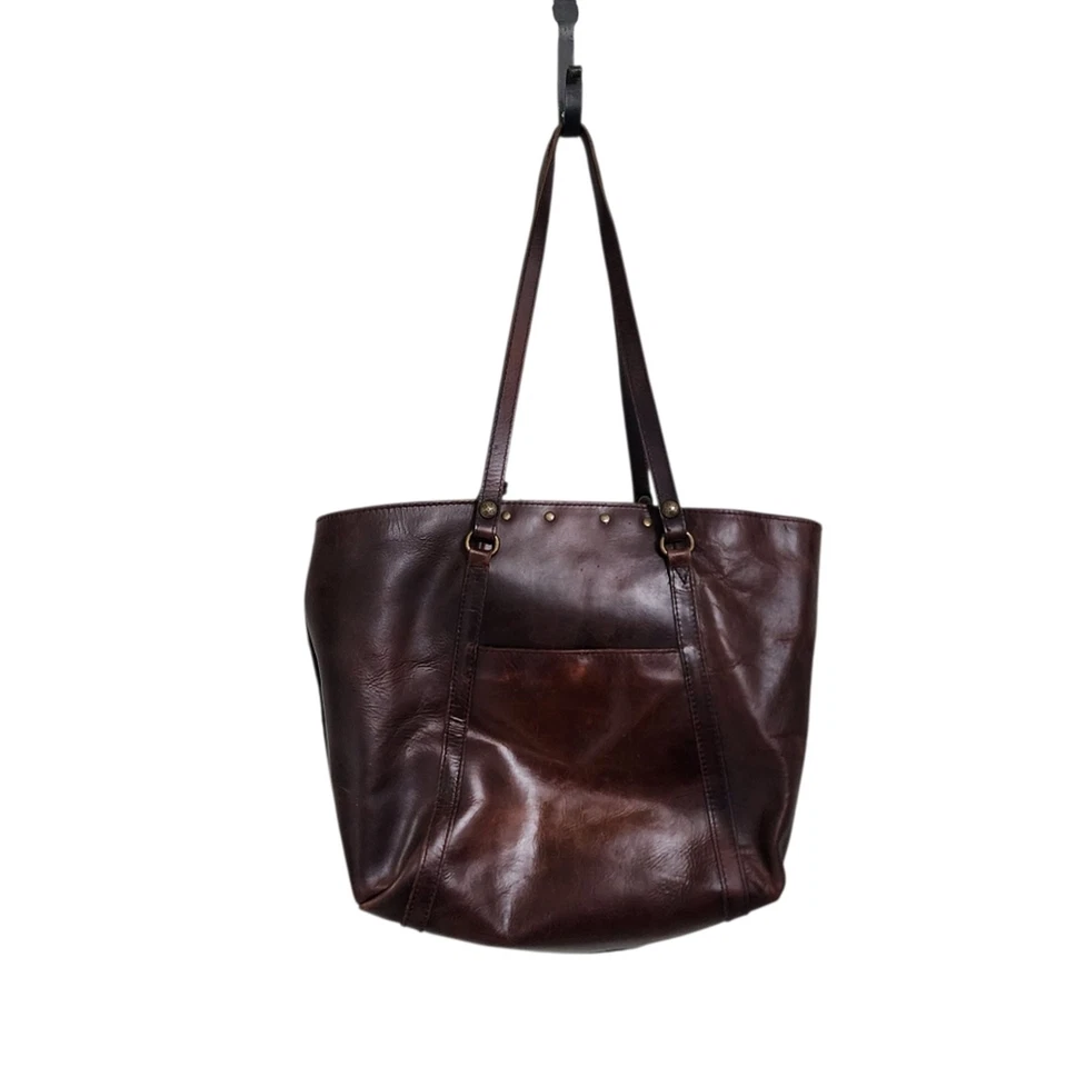 Patricia Nash Benvenuto Tote Bag Brown Calf Hair Leather Studded - Image 2 of 4