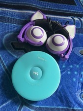 Sony CD Walkman D-EJ001 Blue Portable CD Player with Cat Ear Headphones