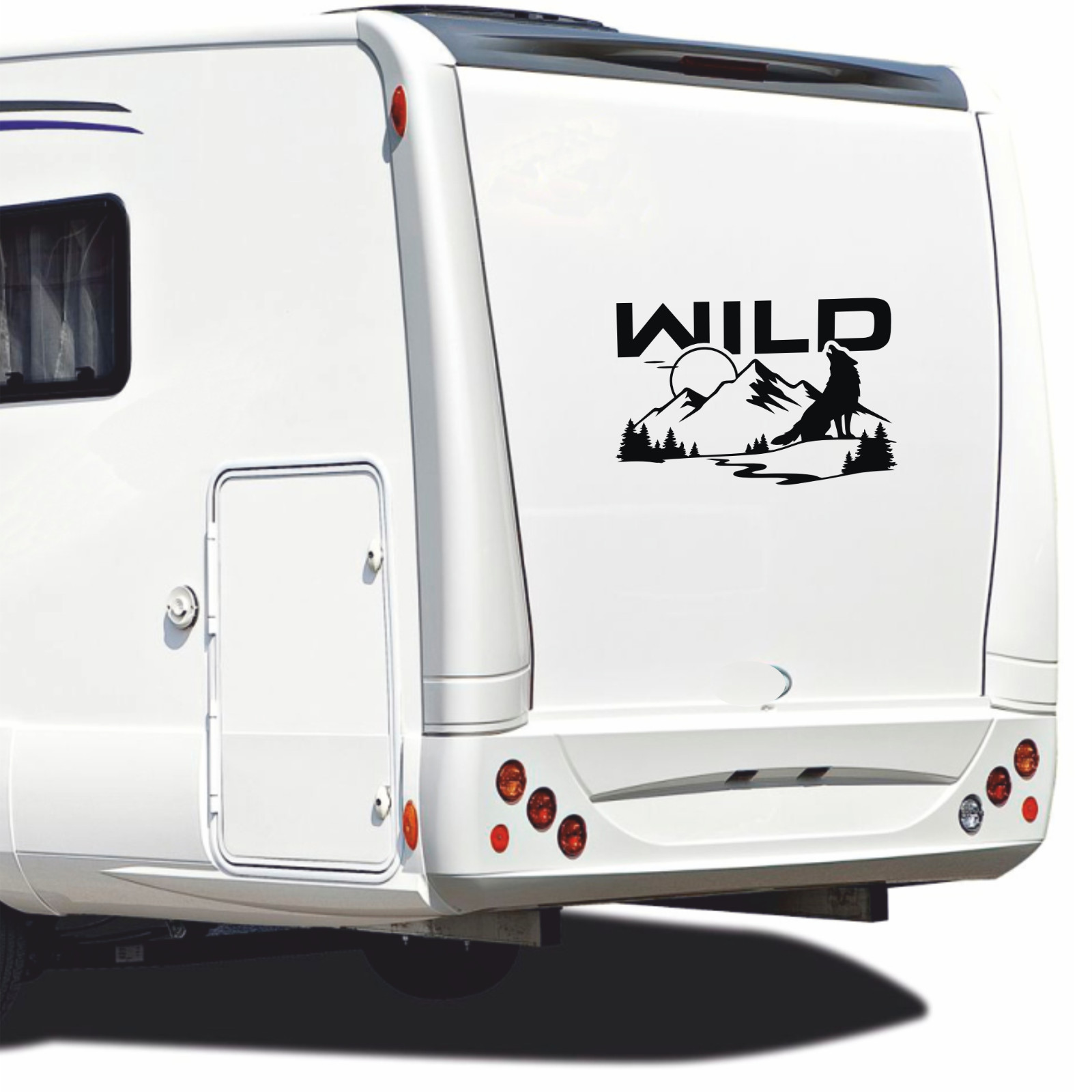 Set di 2 adesivi Wild Lupo per camper e caravan