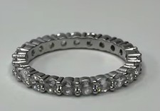 Sterling Silver Cubic Zirconia Eternity Band Stackable Size 8