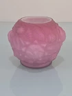 Fenton L.G. Wright Pink Puffy Rose Bowl 5” Embossed Satin Glass