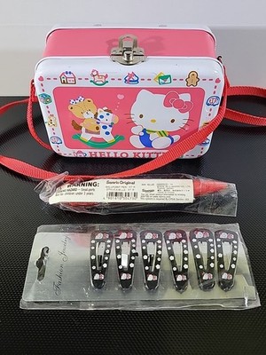 Vintage Sanrio Hello Kitty & Tiny Chum Mini Metal Lunchbox Purse 1976 1987