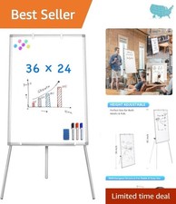 Magnetic Portable Dry Erase Easel - Adjustable 36x24 Whiteboard for Home Of...