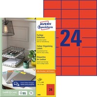Avery-Zweckform 3448 Universal-Etiketten 70 X 37 Mm Papier Rot 2400 St. Perma...