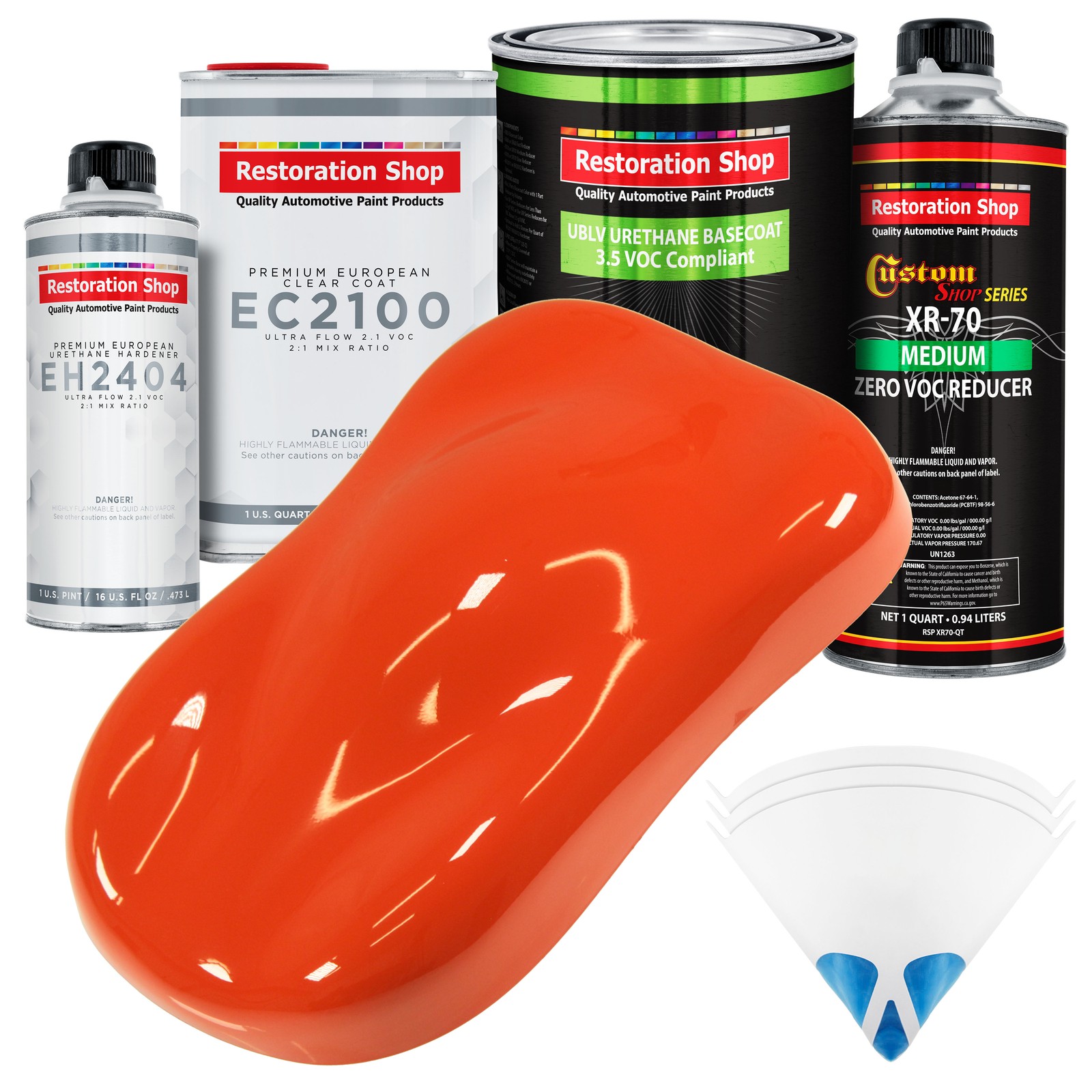 Charger Orange LOW VOC Urethane Basecoat Paint Quart Kit & European Clear Coat