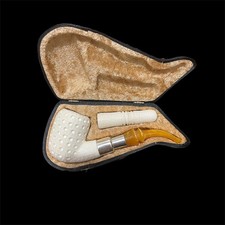 Meerschaum Pipe 925 silver smooth handmade gift for smoking tobacco pipe unsmoke