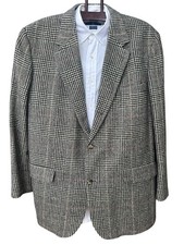 VTG Brooks Brothers Tweed Glen Plaid 100 Camel Hair Sport Coat/Blazer Size 46L