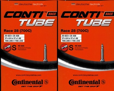 2x Continental Race 28 (700C) Schlauch 28 Zoll SV (18/25-622/630) SV 42mm