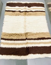 Flokati Natural Brown/Cream Shaggy Pure Wool Rug LARGE Made In Greece 240X 170cm