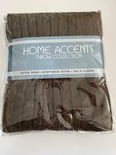 Cable Knit 100 Cotton Throw Blanket Moss Green 50 x 60