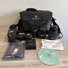 Nikon D3300 DSLR Camera W DX 55-200 Mm Lens Bonus Wide Angle Flash Case Extras