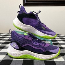 Under Armour Curry 3Z 24 Basketball Shoes Sneakers Big Boy Size 7Y Purple Green