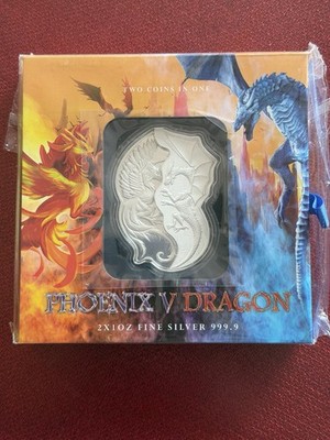 Dragon Vs Phoenix 2-coin Set Solomon Islands By PAMP 2-1 oz silver .9999 Coins