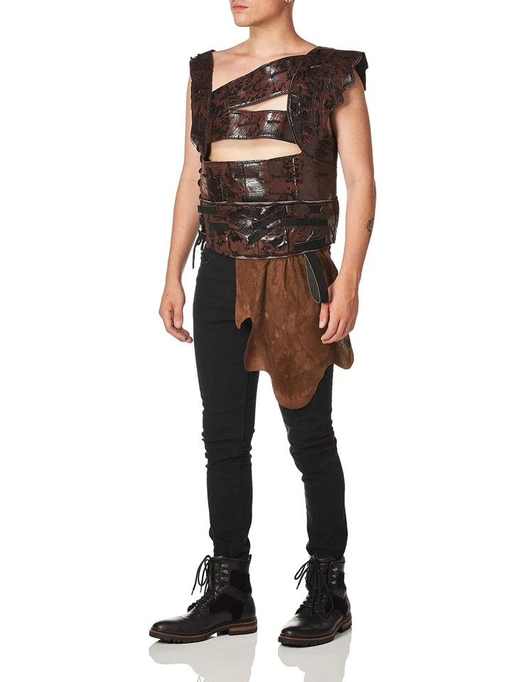 Disfraz de fantasía medieval para hombre cinturón armadura marrón fiesta de Halloween juegos con disfraces talla única Foto 3 de 3
