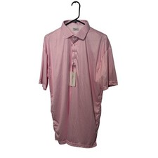 Collars  Co. Dress Collar Polo Men XL Pink Gingham Check Performance Shirt NWT