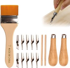 2 Set Lino Cutting Tools, Professional Linocut Kit, Wooden Carving Tool with 1 C