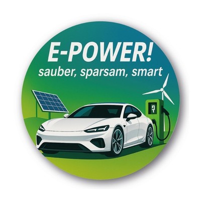 Elektroauto Sticker E Power sauber sparsam smart | Solar Windenergie Aufkleber