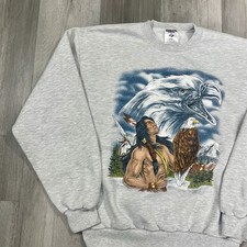 VTG Native American Eagle Sz Medium Nature Animal Bird Indian Spirit Sweatshirt