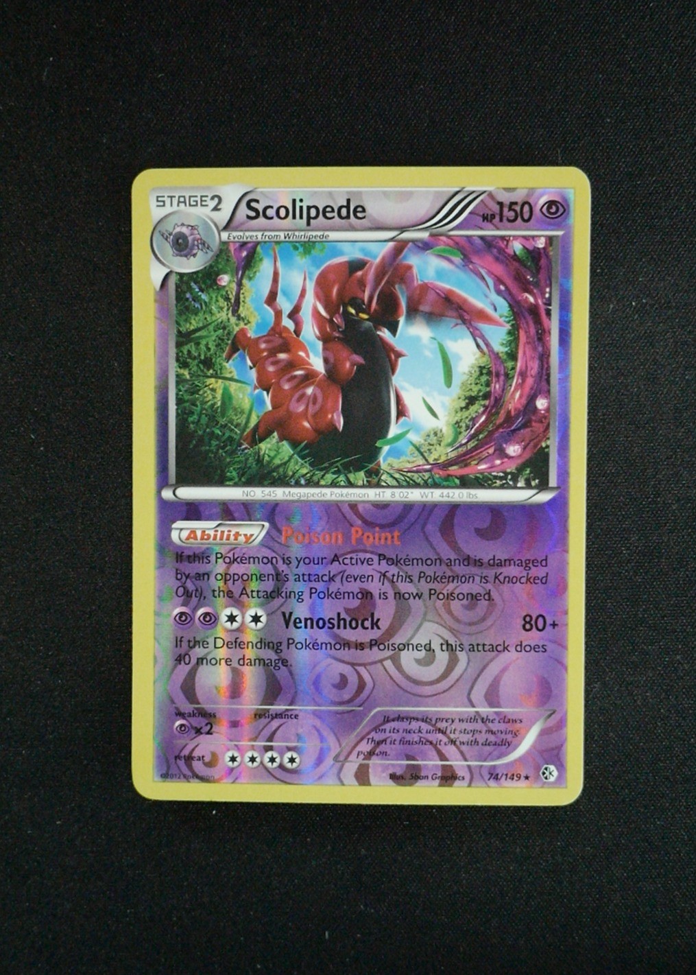 Scolipede Pokemon Boundaries Crossed BCR #74/149 Reverse Holo Lightly Played