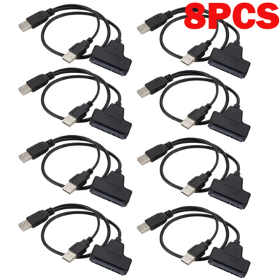 8 x USB 2.0 to 2.5in HDD 7+15pin SATA Hard Drive Cable Adapter For SATA SSD &HDD