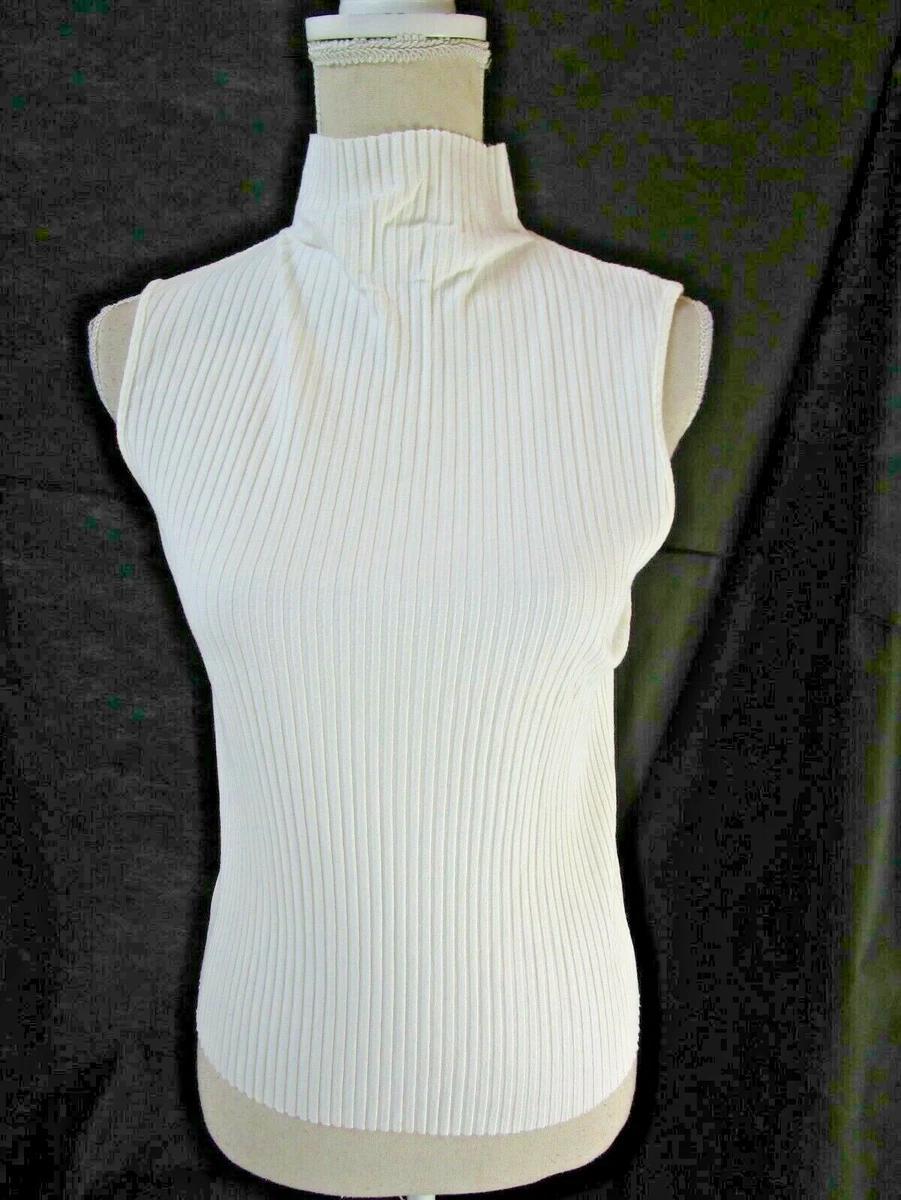 3x1 NYC Ribbed White Sleeveless Mock Turtleneck Sweater Size M