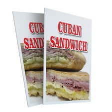 Cuban Sandwich 24" x 36" 2 Pack Of Store Sign Plastic Or Decal