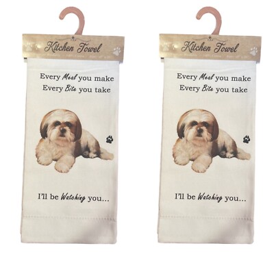  Set of 2 Shih tzu Tan design Kitchen Towels,Tea Towels 100%cotton
