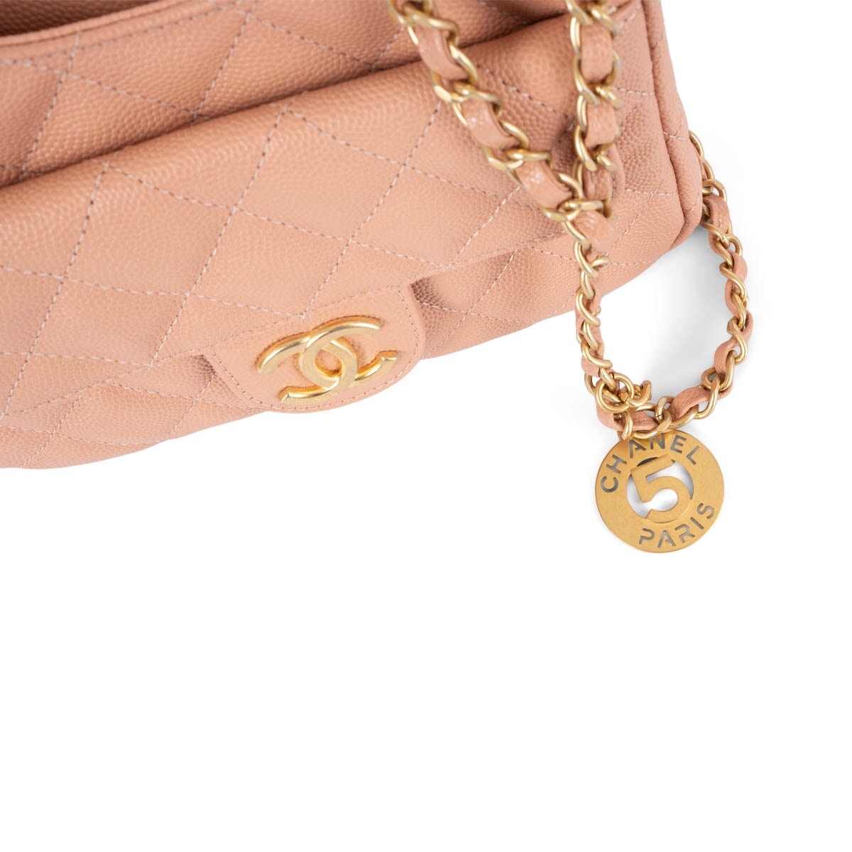 68639 auth CHANEL beige peach leather 2023 23P SMALL WAVY 68639 auth CHANEL beige peach leather 2023 23P SMALL WAVY