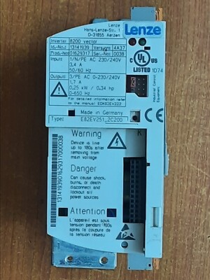 Lenze 8200 vector inverter 0.25 Kw. - Type: E82EV251K2C200 - Used & Tested.
