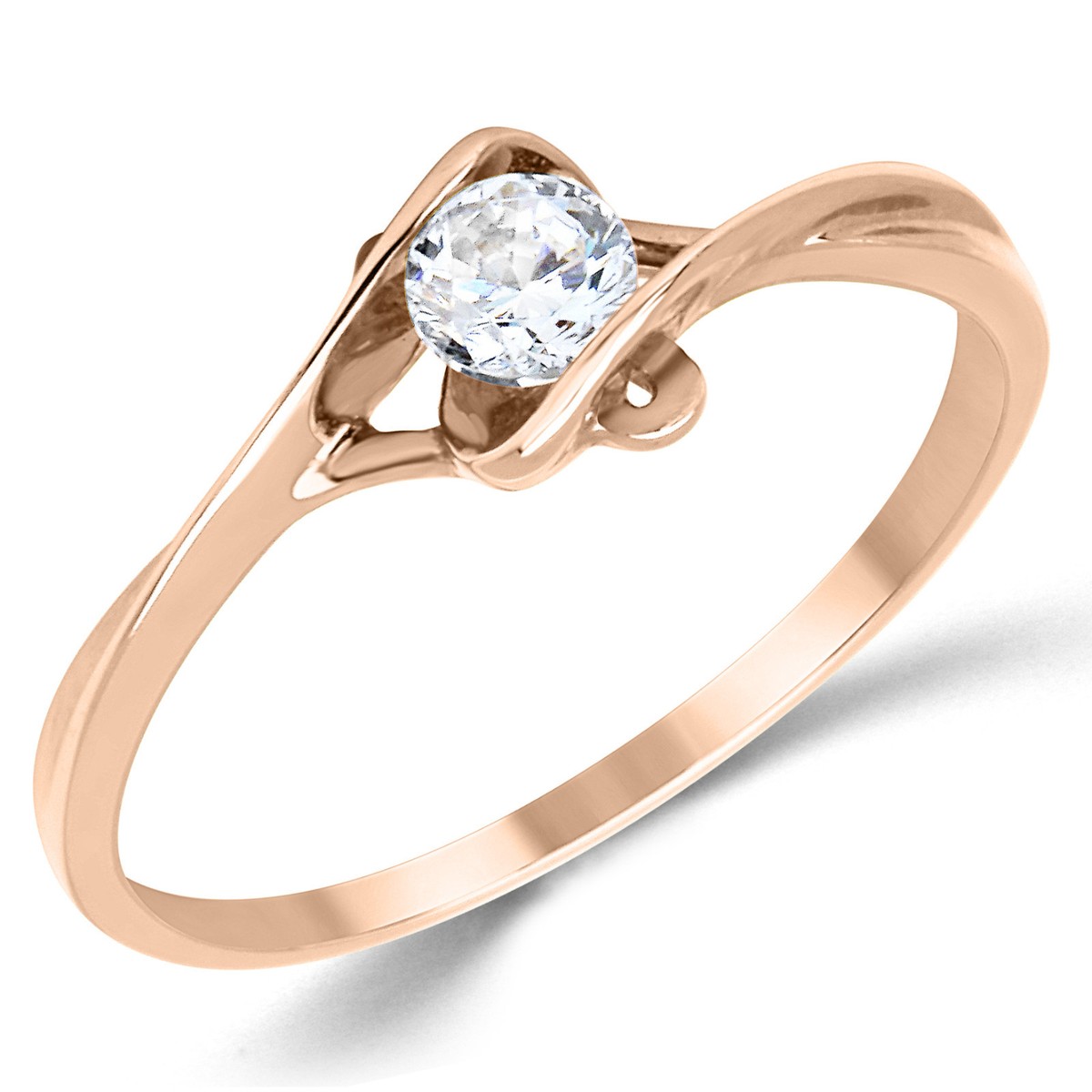 14K Solid Rose Gold CZ Cubic Zirconia Solitaire Engagement Promise