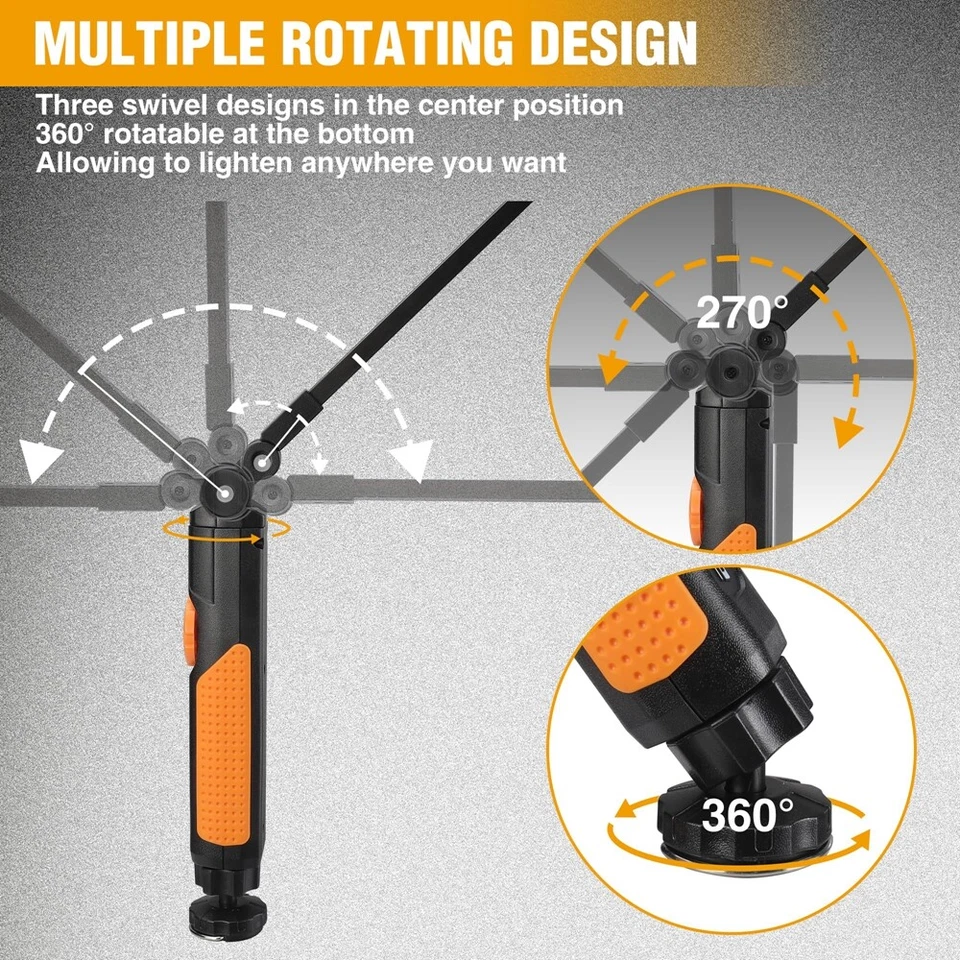 EverBrite 2PACK 800LM LED Rechargeable Work Light COB Foldable Flashlight Type-C - Image 4 of 4