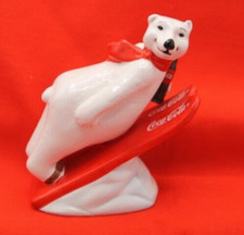 1995 Coca Cola Ceramic Polar Bear Figurine "Always Skii Jumping"  no box