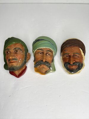 Vintage English  Bossons  Chalkware Heads: Corsican, Albanian, Persian