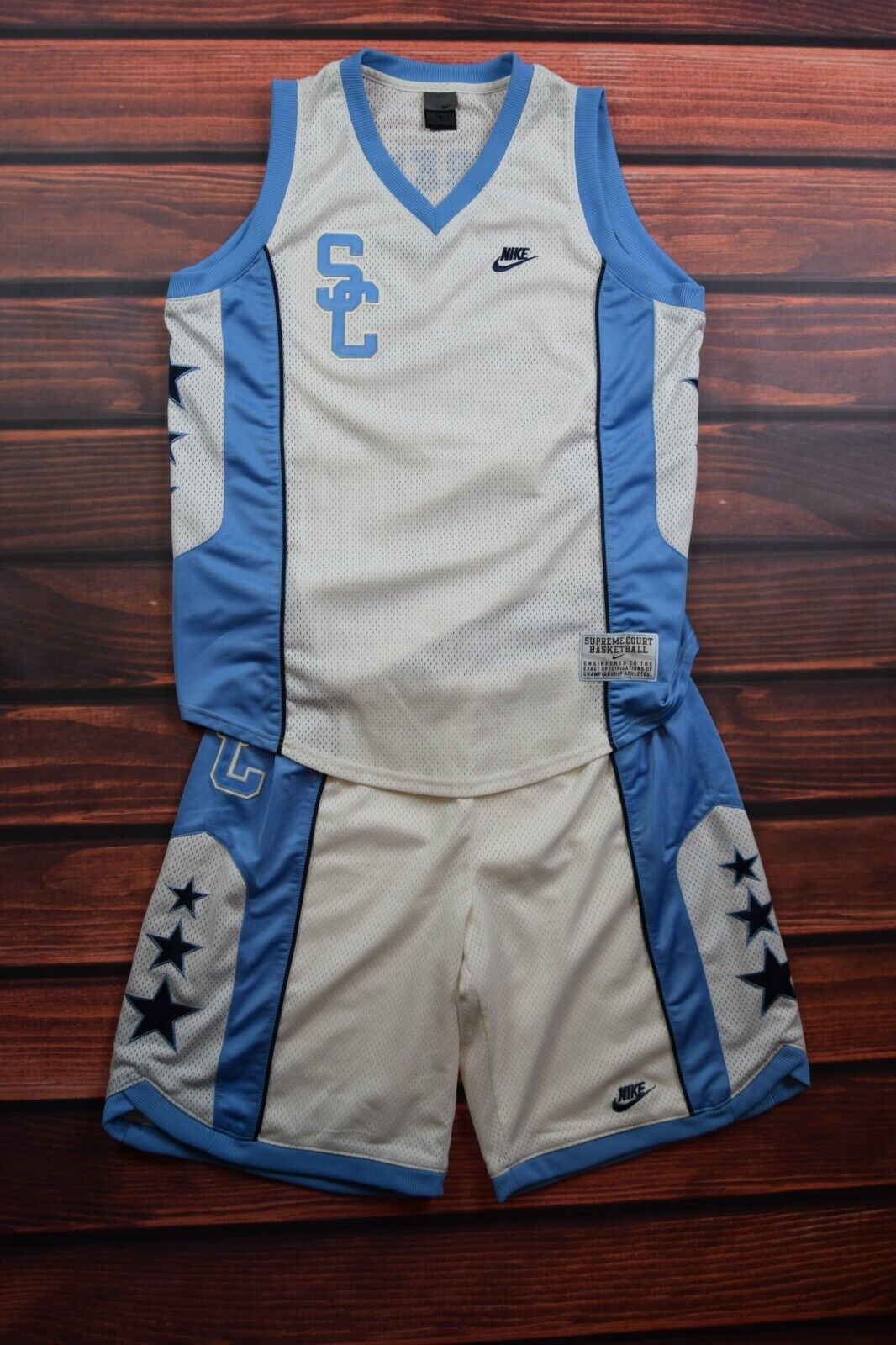 nike supreme court set shirt/jersey + shorts blue white M medium 