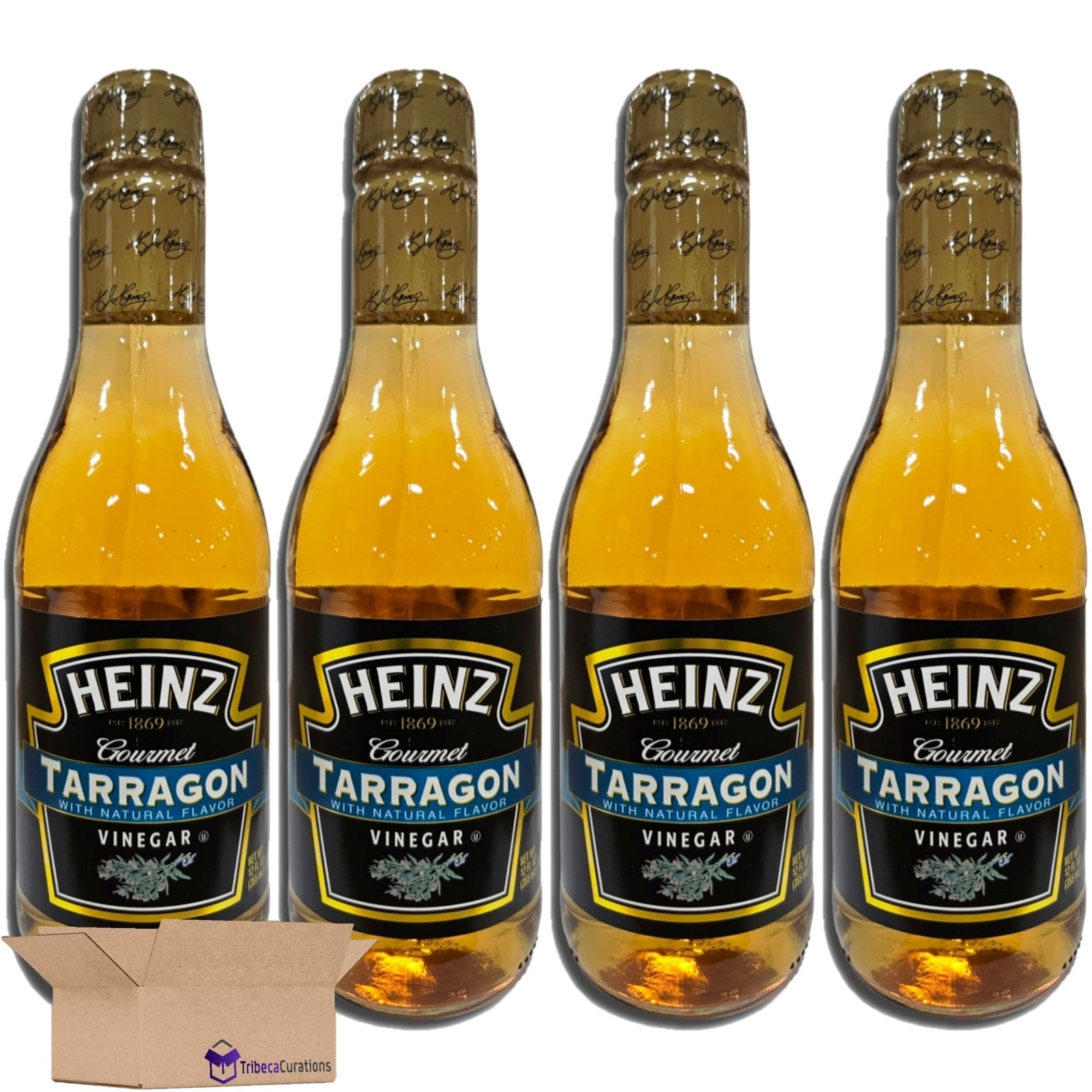 Paquete económico de vinagre de estragón gourmet | 12 fl oz | Paquete de 4