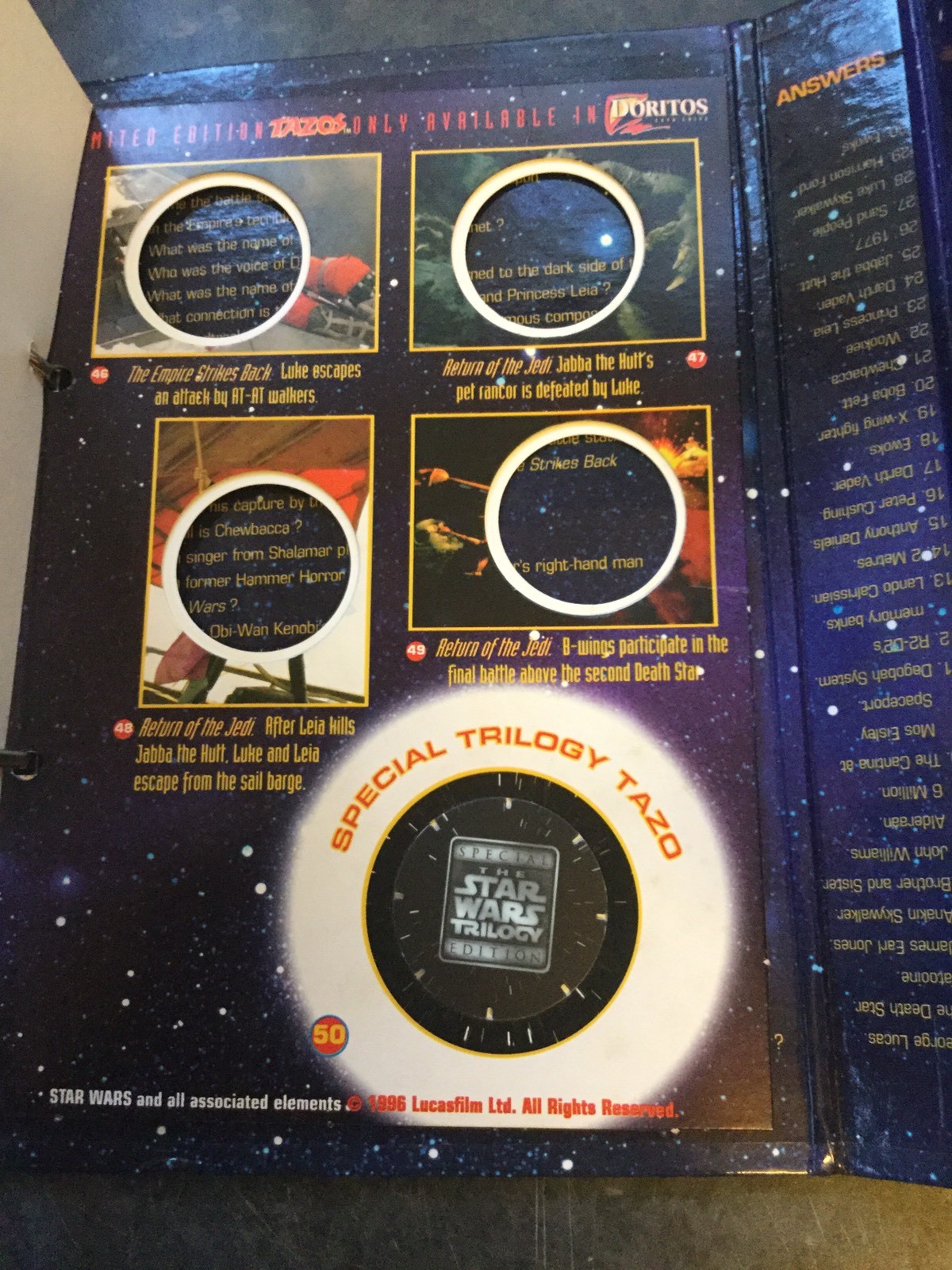 Star Wars Trilogy Special Walkers Ed TAZO Collector's Pack 1996 , Near