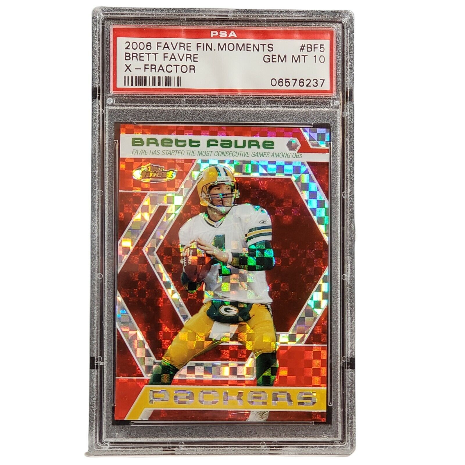 2006 Finest BRETT FAVRE Moments RED XFRACTOR 8/250 BF5 Gem Mint PSA 10 Pop  3