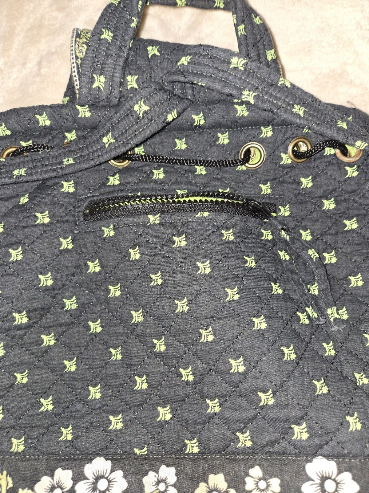 Quilted Pattern Draw String Backpack and Handbag … - image 4