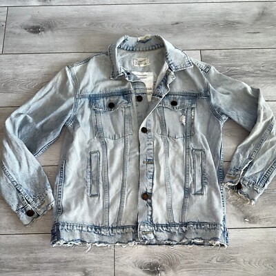 Current Elliott The Boyfriend Denim Trucker Mulholland Destroy Jacket Women 1 S