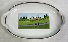 Villeroy & Boch Design Naif Boy & Girl Walking Pickle Condiment Tray Handles