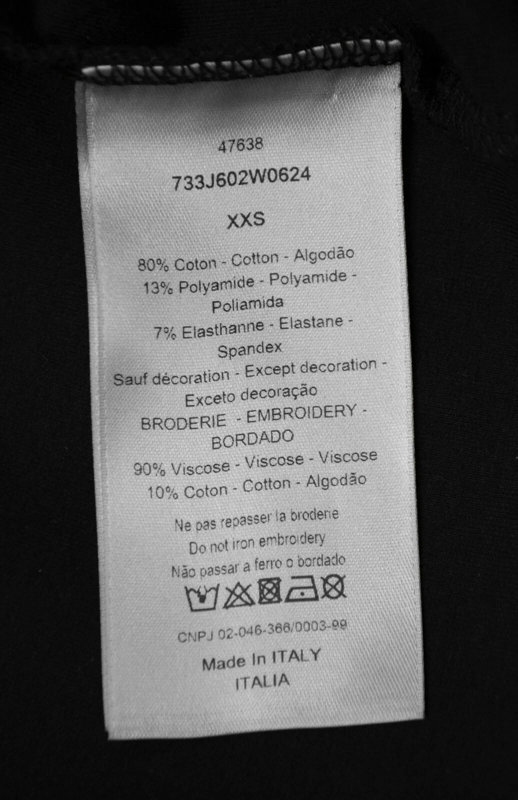 Felpa elastica C0 CHRISTIAN DIOR nera ricamata floreale taglia XXS