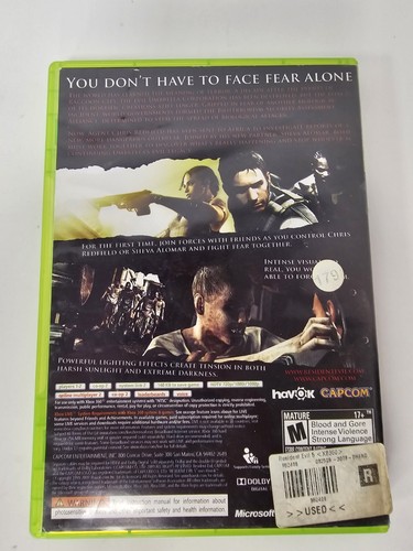 Resident Evil 5 (Microsoft Xbox 360, 2009) Authentic, Complete, Tested - Picture 2 of 2