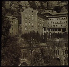VINTAGE Magic Lantern Slide VIEW AT MONSERRAT NO1 DATED 1936 PHOTO SPAIN
