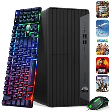 HP G6 Tower RGB Gaming PC Bundle Core i5-10th 32GB SSD HDD NVIDIA Graphics Wi-Fi