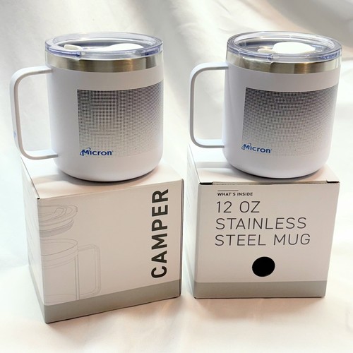 2 Pack 12oz Stainless Steel Insulated Coffee Mug Lid Handle Double Wall Vacuum