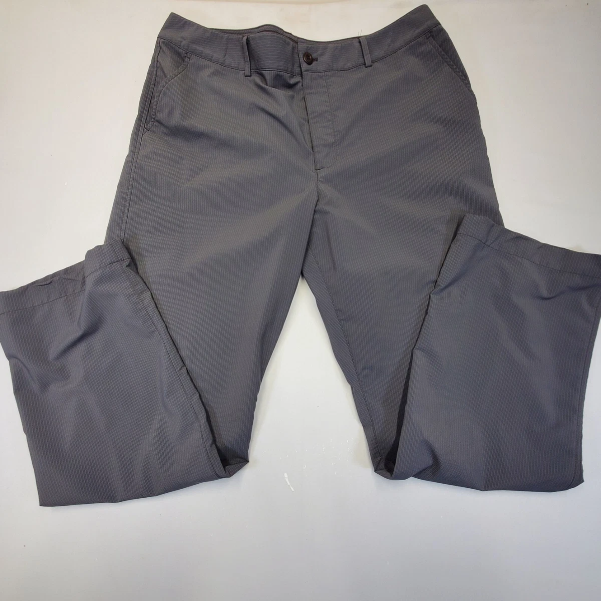 Under Armour Golf Pants Mens 36x32 Gray Stripe Loose Fit Proformance Dress  Pants