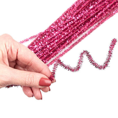 Bulk Lot of 175 Pink Metallic Tinsel 12'' Pipe Cleaners