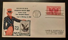 1948 FDC Francis Scott Key Crosby Photo Cachet Frederick Maryland Newark NJ